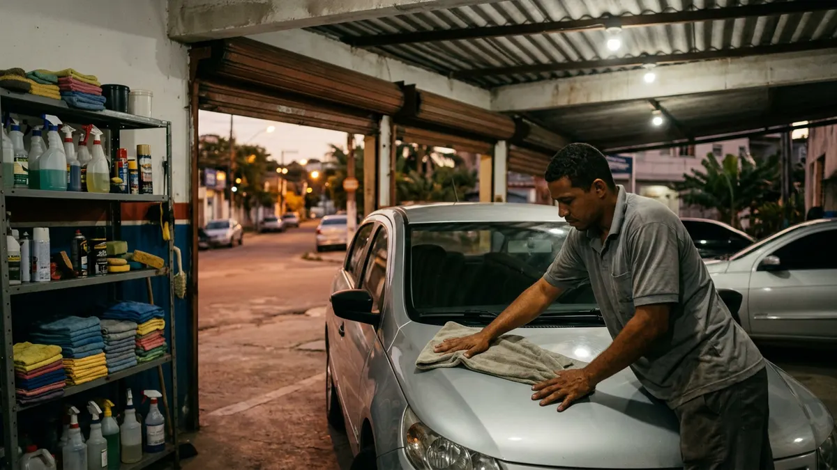 Pátio de estética com carros de clientes: o risco da guarda é da operação.