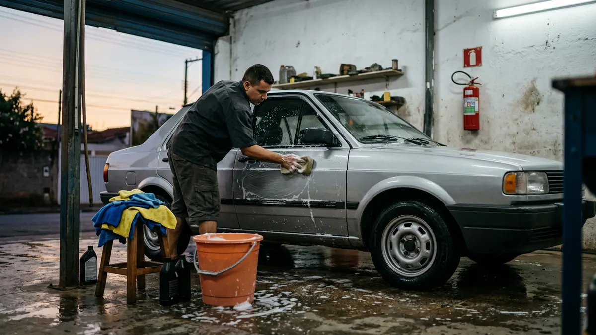 Pátio de estética automotiva: o que fica guardado ali também precisa de proteção.